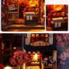 DIY book nook miniature house kit with LED light and realistic furniture details