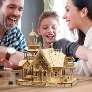 Fully assembled Wooden Royal Castle 3D puzzle with LED light