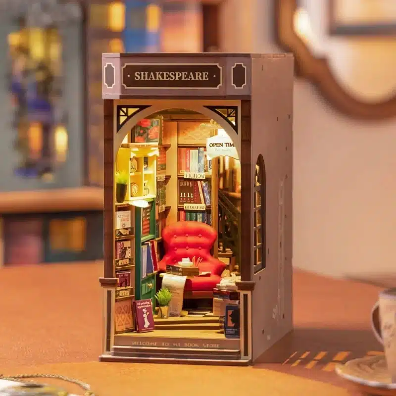 Robotime Rolife Bookstore Book Nook TGB07 DIY miniature house kit with LED light